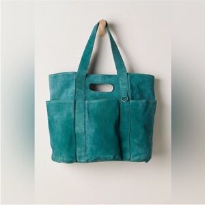 Free People Teal Suede Tote Bag